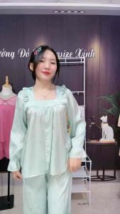 Đồ bộ bigsize 50-100kg  Bộ Đồ Ngủ  Áo dài Và Quần dài Dễ Thương Thời Trang Mùa Hè Cho Nữ Bộ Đồ Ngủ dài Tay Dáng Rộng dưỡng da