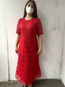 Long Dress Brukat Kondangan Premium Gaun Pesta Mewah Natal Kasual Dress Simple Elegant Dress Panjang Lengan Pendek Zh