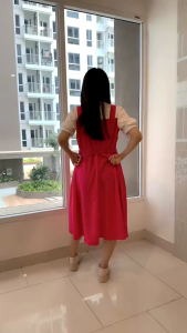 Dress Korea Fashion Wanita Kekinian Midi Dress RinRin Zh