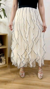 ECLAIRE 003 Rok Midi Ruffle Mesh Bohemia Kasual Casual Feminim Manis Import gglo