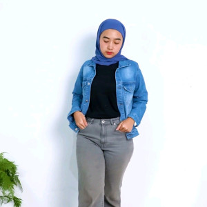 Jaket Jeans Denim Stretch Aqua Simpel In Denim Pakaian Wanita Hangout Kuliah Premium Termurah Berkualitas
