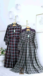 AFISA DRES 1 & 2 - GAMIS BAHAN FLANNEL FULL GARMENT DAN KATUN TWILL TEBAL MOTIF KOTAK KOTAK CANTIK BY ANNAIRA.ID Muslim Lebaran