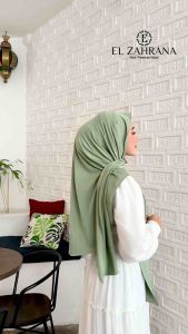 EL Zahrana Pashmina Jersey Premium Oval Nutup Leher Hijab Instan Terbaru