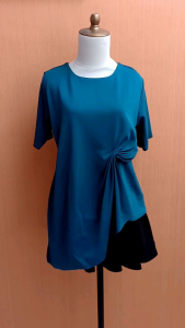 atasan wanita hijau biru tosca L cewek blouse MEWAH lengan pendek kerja kuliah cute santai