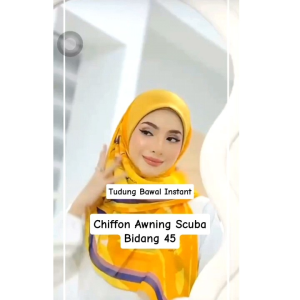 [Black Purple] Bidang 47 Tudung Bawal Chiffon Corak Awning Scuba