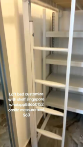 Loft bed customize with shelf singapore for helper room/storage room/bomb shelter/bomb shelter/store room