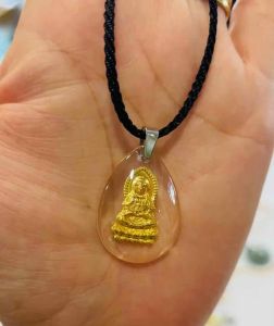 Dây chuyền giọt nước đá pha lê in hình 3D Phật Bà Thánh Giá may mắn bình an