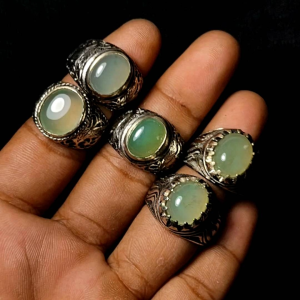 batu giok bau bau asli 1000% sulawesi natural / batu cincin giok bau bau ring alpaka