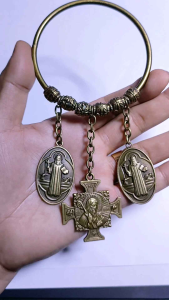St. BENEDICT MIRACULOUS MEDAL DOOR CHIMES ANTIQUE FOR PROTECTION AGAINST EVIL. Free Pouches