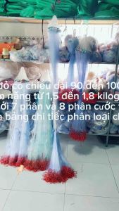 Lưới đánh cá lưới 3 màn viền chì dây đỏ chống rối cao 2m  15m  12m
