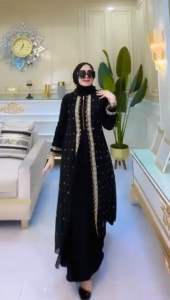 Gamis Abaya Remeja Elegan Abaya Turqy Jetblack Premium Megastore