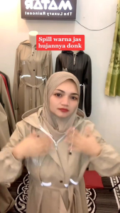 Jas hujan Gamis Muslimah: Bahan Karet PVC 0.25