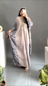 Kaftan Renda Sultan Motif Abstrak Rayon Premium