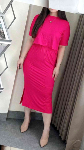 Yoonah Set | One Set Skirt | Setelan Wanita Rok Belah Samping /setelan Crop wanita