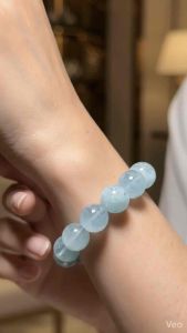Vòng tay đá aquamarine tự nhiên trong veo vân đẹp bao KĐ
