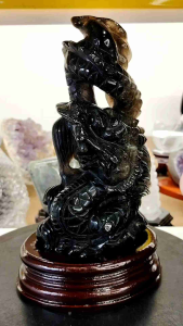 Natural Precious Smoky Quartz Crystal Dragon Carved Ornament QCD01