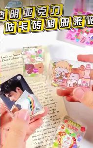 麻将咕卡砖咕咕卡砖迷你咕卡小冰块小卡砖DIY亚克力磁吸相框摆件小麻薯磁吸亚克力卡砖DIY卡通学生手账贴照片 Cuckoo Mini Card Brick Guka Card Brick Mini Magnetic Photo Frame