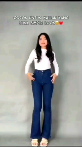 Highwaist Cutbray Jeans Wanita Celana Panjang Denim Cutbray