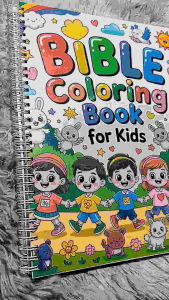 Bible Coloring book for kids 100pages thick paper wired A4 size laminated cover with bookmark christian kids coloring 1pc