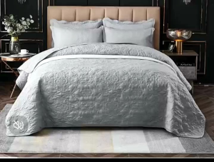 BEST SELLING Hello Bobo Washed Cotton Embroidery Cadar Patchwork Pengantin Kahwin Wedding 3in1 Queen King Bedsheet Bedspread Multifuntion Bedding Set Pink Green Grey Creamy White