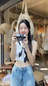 1307.2#wowกางเกงยีนส์ทรงกระบอกสีฟอกผ้าไม่ยืดเอวสูง