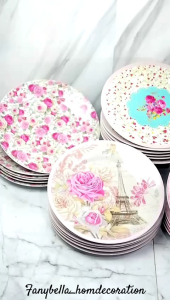 Piring QueenRose shabby chic keramik Motif Bunga Mewah Import Prasmanan Set 1/2 lusin