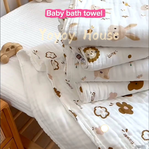 YOYOY 70*90 baby kid bath towel cotton swaddle blanket washcloth infant 4 layer tuala bayi budak