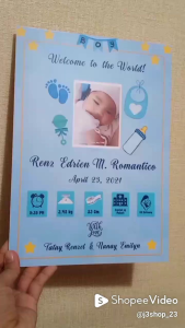 Baby Birth Info Sintra Board with Floating Frame