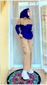 Baju One Set Cargo Kombinasi Terbaru/Setelan Wanita Dewasa/Set Lengan Panjang/Set Kemeja Celana Cargo