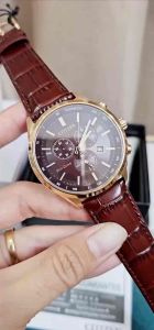 ĐỒNG HỒ NAM CHÍNH HÃNG Citizen AT2573-07X Eco-Drive Chronograph Tachymeter Black Dial Gold Case Brown Leather For Men