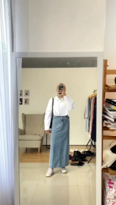 Rok Skirt Jeans Panjang Terbaru / Rok Jins Kekinian / Skirt Kuliah Wanita Terbaru Keren Kekinian