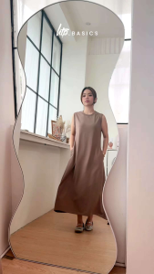 HTP Basics Premium Sleeveless Dress A-line Cut with Pockets Cotton Polyester for Women