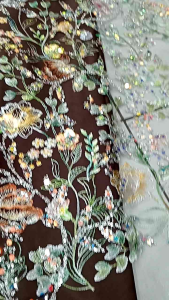 BAHAN/KAIN TILLE BORDIR FULL PAYET PREMIUM/BORDIR BUNGA PAYET