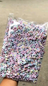 Colorful Alphabet Letter Beads Cube Acrylic DIY Bracelet Necklace Jewelry Making Crafts