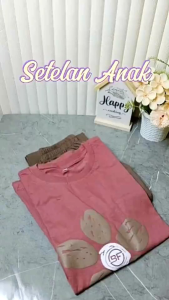 Buming Fashion Setelan Anak Kombinasi Model Lengan 7/8 Kaos Oval Celana cargo