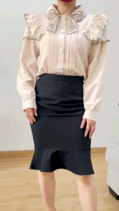 ●ECLAIRE● 003 Kemeja Lengan Panjang Longsleeves Collar Bordir Embroidery Pita Ruffle Classy Kantor Kerja Korea Import llaa