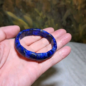 Premium all natural Lapis Lazuli bangle style bracelet [Natural Crystal] 天然无优化青金手排款手链