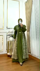 Gamis Nashita Dress Kekinian Terlaris 2025: Dress Gamis Wanita Muslimah Kekinian Koreaan Style, Bahan Ceruty Baby Doll Mix Brukat, dan Gamis Pesta Mewah Elegan Virall
