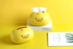 กล่องใส่กระดาษทิชชู ลายเป็ดน้อย สีหลือง สำหรับเก็บกระดาษทิชชู่