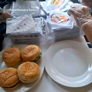 (1000 pcs) - Hamburger Plastic Wrapper Plain or printed burger design