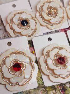 94SK 3D Camellia Flower Kerongsang Brooch | Mother of Pearl Effect Flower Pin |Elegant Hijab brooch