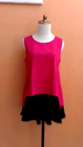 atasan wanita merah M cewek MEWAH blus cute kutung blouse