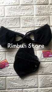 Masker Kain Dewasa Hitam Polos 12 Pcs / Masker Polos Dua Fungsi 3Lapis Bisa Cuci Ulang Pemakaian Berkali kali