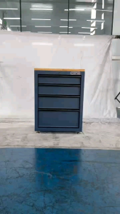 Tủ dụng cụ CSPS 61cm - 04 hộc kéo màu xanh dương kèm ván gỗ kèm chân tăng chỉnh