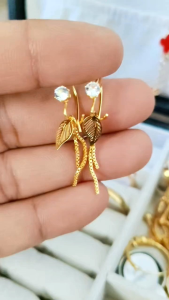 Anting desi cantik model baru motif Daun Elegan anti karat anti luntur