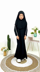 Gamis Anak Perempuan Muslimah Tanggung Dress Terbaru Kekinian Set Kerudung Usia 4-13 Tahun