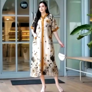 Daster Kekinian Piyama Peri LD:120 Rayon Santung Busui Kancing