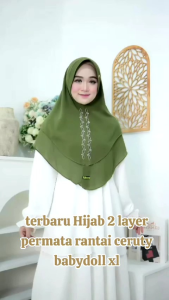 Hijab 2 Layer Permata Rantai Ceruty Babydoll XL