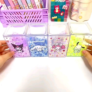 Sanrio Transparent pen pencil holder stationary storage box acrylic foam colorfull bumble ball