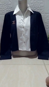 ATASAN KEMEJA CANTIK CROP TOP TANGAN PANJANG LD100CM